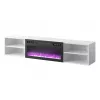 TV spintelė cama meble POLO 180x33x39 cm su elektriniu židiniu 1400–1600 W, laminuota, balta/juoda