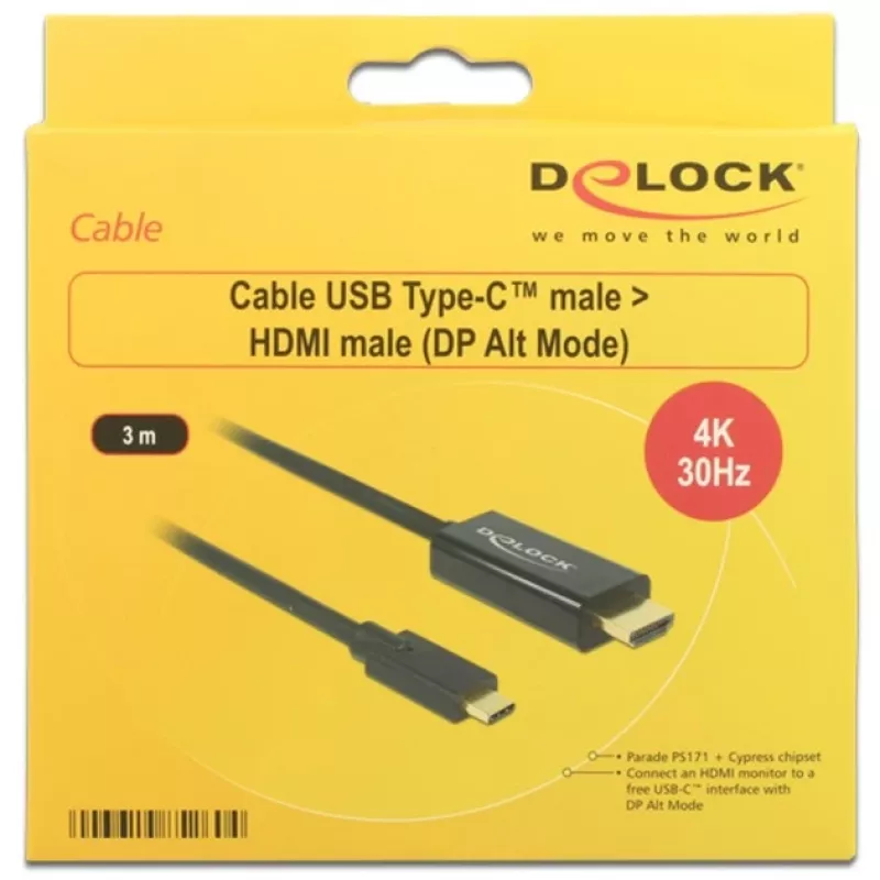 DeLOCK 85260 3 m USB Type-C – HDMI vaizdo kabelio adapteris juodas