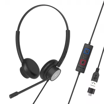Tellur Voice 320 vielinė ausinė su mikrofonu, dvinarė, juoda