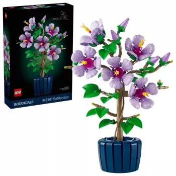 LEGO gėlių rinkinys Hibiscus Flower 10372 – 660 dalių, demonstracinis modelis, 250×360×130 mm