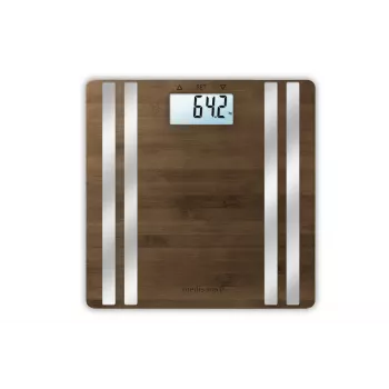 Svarstyklės elektroninės Medisana BS 552 – sidabrinės su bambuko viršumi, iki 180 kg, 100 g tikslumas, Bluetooth, KMI, kūno sudėtis