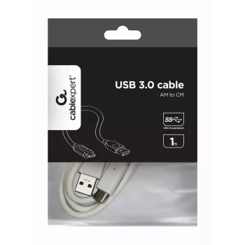 USB duomenų laidas Gembird USB A į USB C 1 m, USB 3.2 Gen 1, baltas