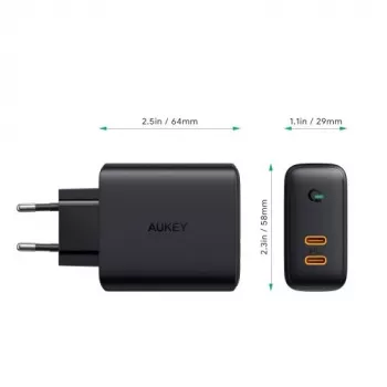 AUKEY PA-D2 mobiliojo įrenginio įkroviklis 36W Juodas Vidaus naudojimui