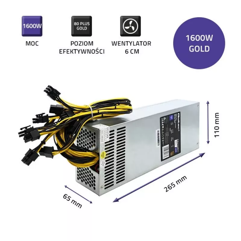Qoltec 50177 PCI-E maitinimo blokas Smart 1600W | 80 Plus Gold – kasybai