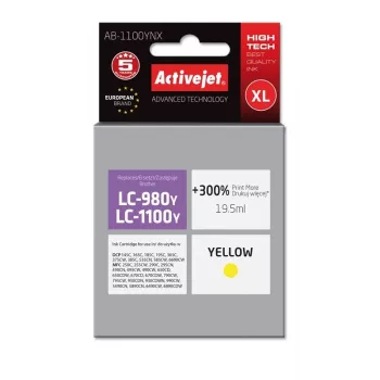 Kasetė ActiveJet AB-1100YNX geltona, suderinama su Brother LC-1100Y/LC-980Y, XL 19,5 ml dažų