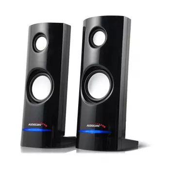 Laidiniai kompiuteriniai garsiakalbiai Audiocore AC860, 2.0 kanalų, 4 W RMS, USB maitinimas, 3,5 mm lizdas, juodi