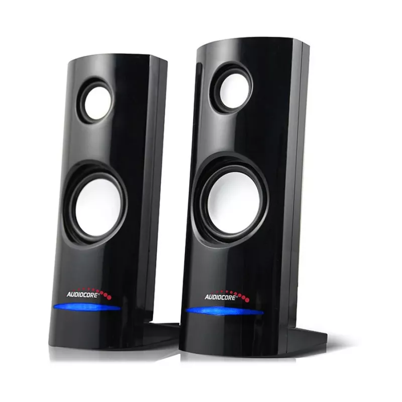 Laidiniai kompiuteriniai garsiakalbiai Audiocore AC860, 2.0 kanalų, 4 W RMS, USB maitinimas, 3,5 mm lizdas, juodi