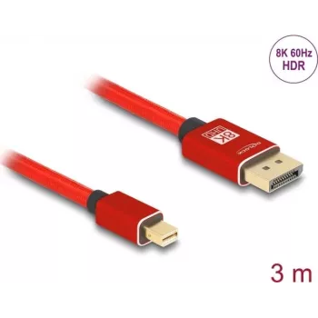 DeLOCK Mini DisplayPort į DisplayPort laidas 8K 60 Hz 3 m raudonas metalinis