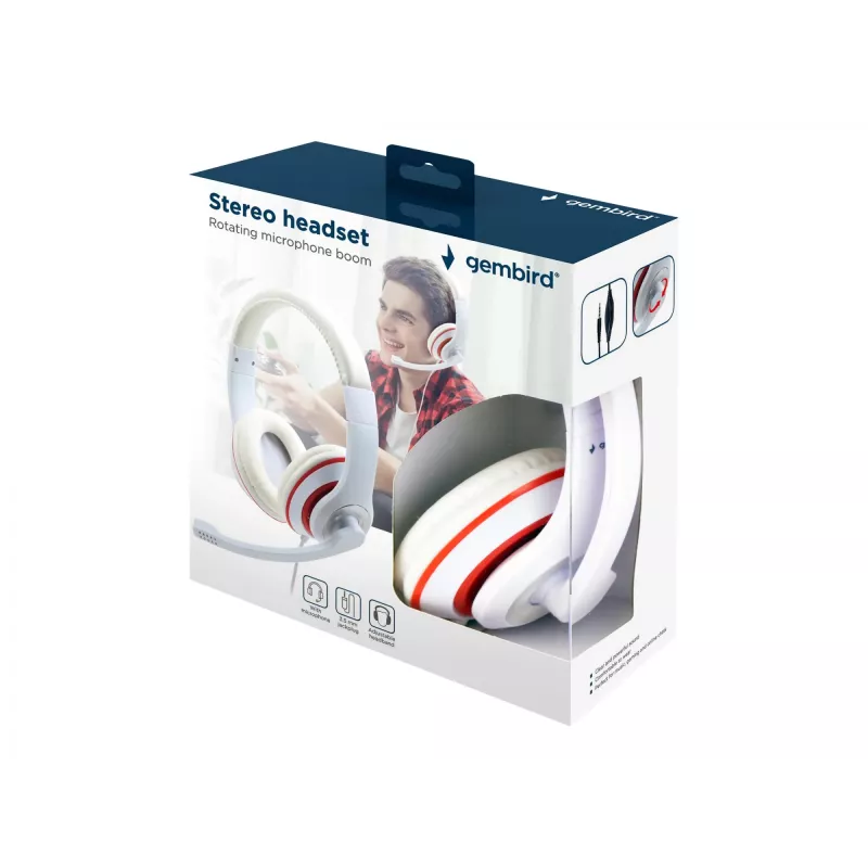 Ausinės stereo baltos/mėlynos MHS-03-WTRD Gembird