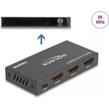 DeLOCK HDMI jungiklis 2 x HDMI įėjimas į 1 x HDMI išėjimas 8K 60 Hz juodas