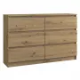 Komoda Top e shop M6 120 ARTISAN, ąžuolo spalvos, 6 stalčių, 1200×300×770 mm