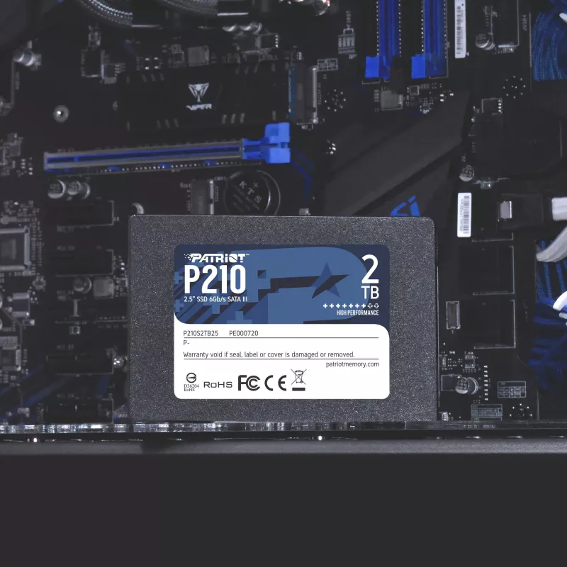 2,5 colio SATA III SSD PATRIOT P210 2 TB – 500 MB/s skaitymas, 400 MB/s rašymas, 7 mm