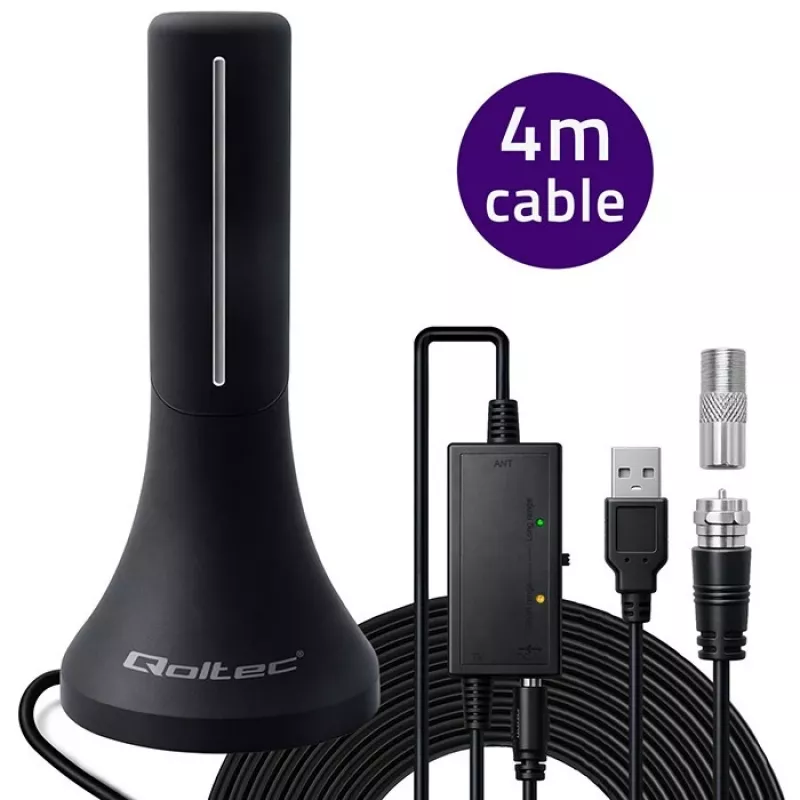 Televizijos antena QOLTEC DVB-T/T2 57065 (vidaus / lauko)