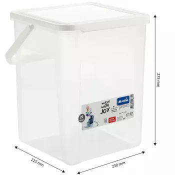 Plastikinis indas skystiems plovikliams Rotho Basic 9 L baltas su dangteliu ir pakabinimo anga