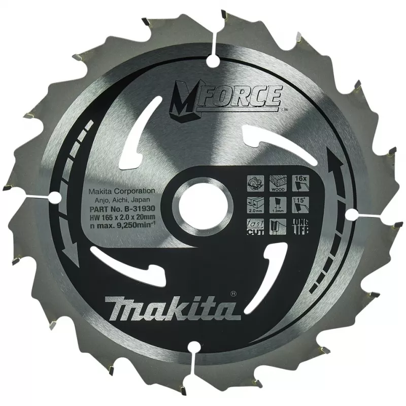 Makita M-Force pjūklo diskas medienai 165 mm 16 dantų (B-31930)