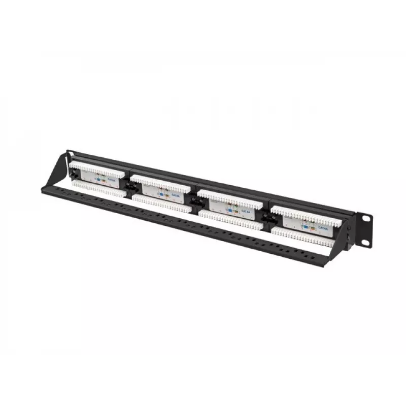 Patch panel 1U LANBERG PPUA-1024-B, 24 prievadai, Cat6a, U/UTP, 1U stovas, gylis 102 mm, metalas, juoda