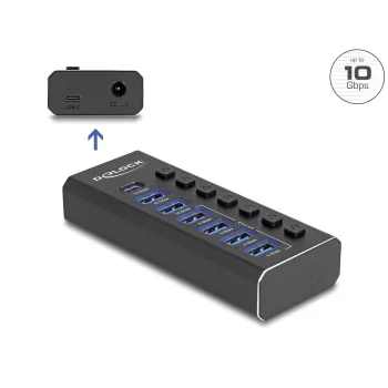 DeLOCK 64326 USB 3.2 Gen 2 (3.1 Gen 2) Type-C centrinė stotelė 10000 Mbit/s juoda
