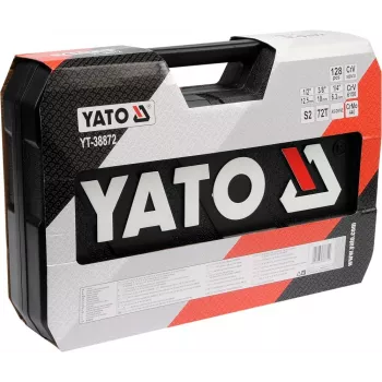 YATO veržliarakčių rinkinys 1/4, 3/8, 1/2 colio, 128 dalių, modelis 38872