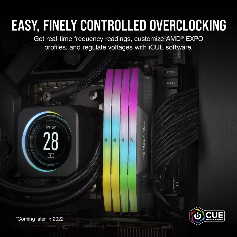 CORSAIR VENGEANCE RGB 32GB 2x16GB DDR5 6000MT/s DIMM Unbuffered 36-44-44-96 Std PMIC AMD EXPO Grey Heatspreader Black PCB 1.4V