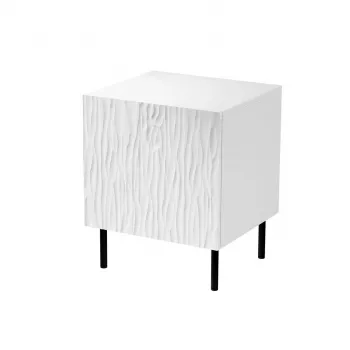 Naktinis staliukas Cama Meble JUNGLE 53,5×40,5×44 cm matinė balta, MDF & medžio drožlių plokštė, juodos kojelės, 2 vnt. komplektas