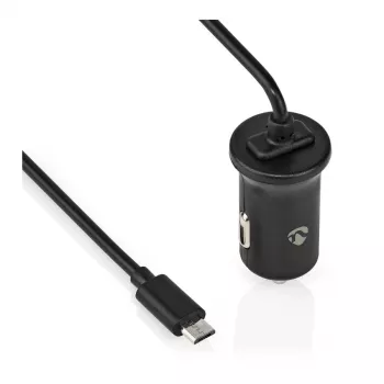 Nedis automobilinis įkroviklis 12 W 1x 2.4 A - 1 išėjimas, fiksuotas Micro USB kabelis, vienos įtampos išėjimas