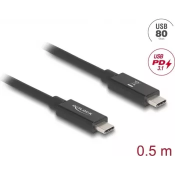 DeLOCK USB-C kabelis 0,5 m juodas 80 Gbit/s