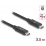 DeLOCK USB-C kabelis 0,5 m juodas 80 Gbit/s