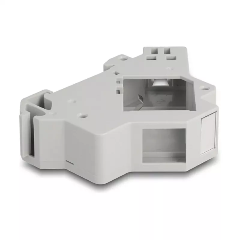 Keystone laikiklis snap-in DIN bėgeliui DELOCK 67043 — plastikinis, įžemintas, 60×88.2×21.5 mm, pilkas