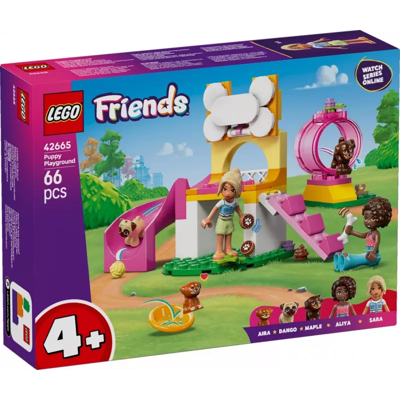 Konstruktorius LEGO Friends Šuniukų žaidimų aikštelė 42665, 66 detalės, 2 minifigūrėlės, nuo 4 metų