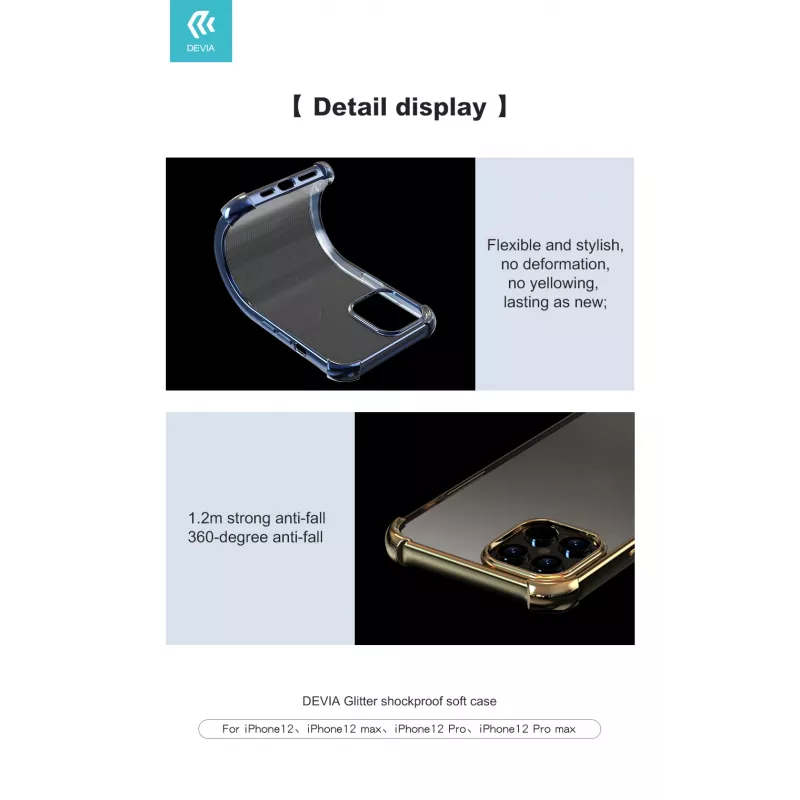 Apsauginis minkštas dėklas Devia iPhone 12 mini — smūgiams atsparus, mėlynas