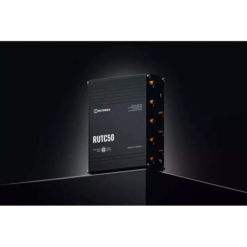 Teltonika RUTC50 belaidis maršrutizatorius Gigabit Ethernet dviejų juostų (2,4 GHz / 5 GHz) 5G juodas