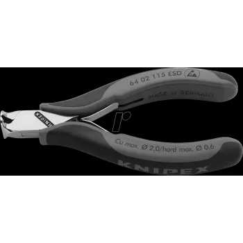 KNIPEX KN 64 02 115 ESD - ESD elektroninis priekinis pjaustytuvas, 115 mm, veidrodinis poliravimas (64 02 115 ESD)