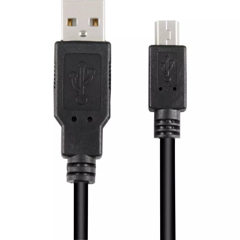 USB 2.0 laidas, USB-A kištukas > Mini-USB kištukas (juodas, 1,0 metro, dvigubai ekranuotas)