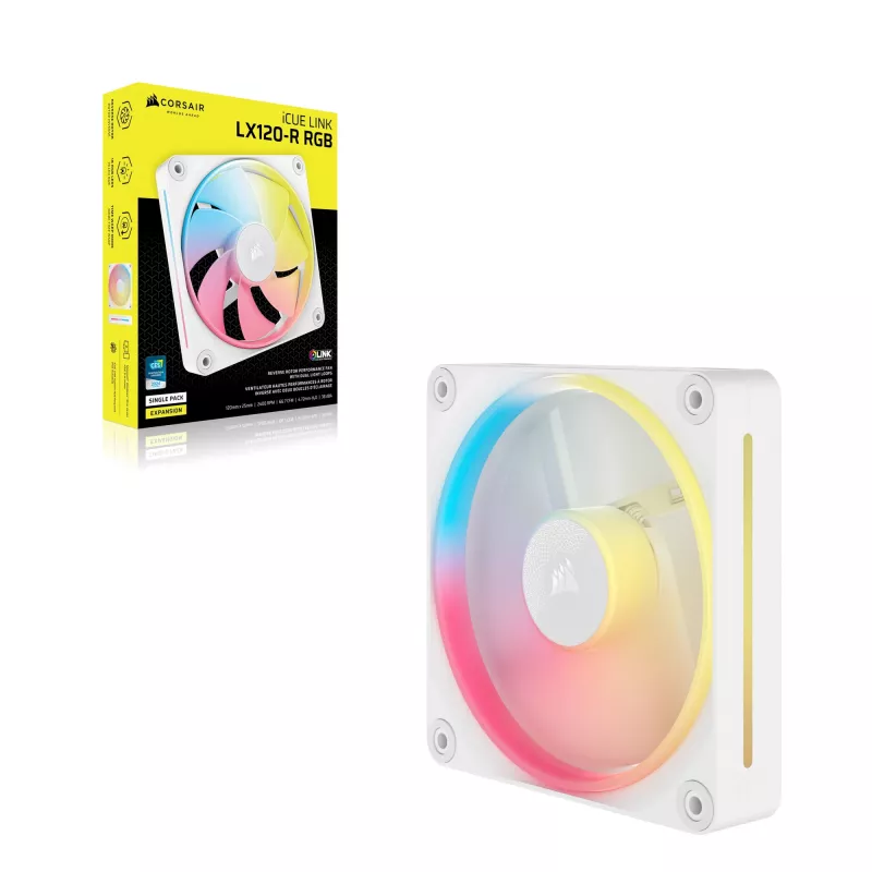 CORSAIR iCUE LINK LX120-R RGB Reverse Blade PWM ventiliatorius korpusui, 120 mm, baltas