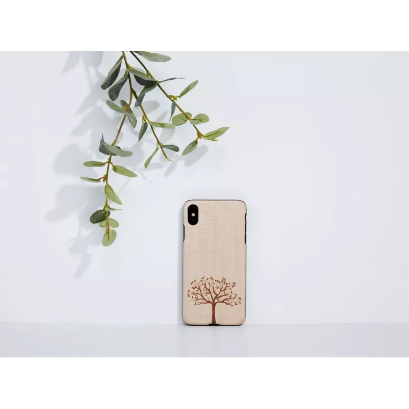 Dėklas iPhone X/XS su obuolmedžio medžiu, juodas