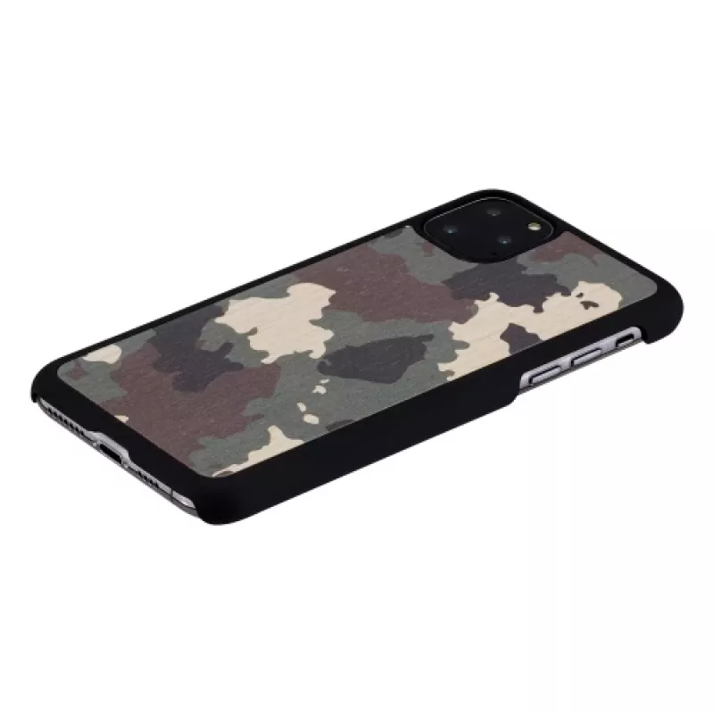 Dėklas iš natūralios medienos iPhone 11 Pro Max – kamufliažinis juodas