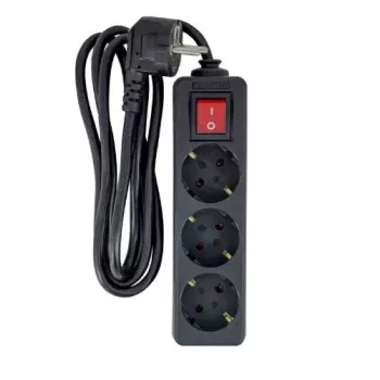 Prailginimo laidas MicroConnect MC-GRU0033BS, 3 m, 3× Schuko lizdai, 230 V 16 A, vidaus naudojimui, juodas