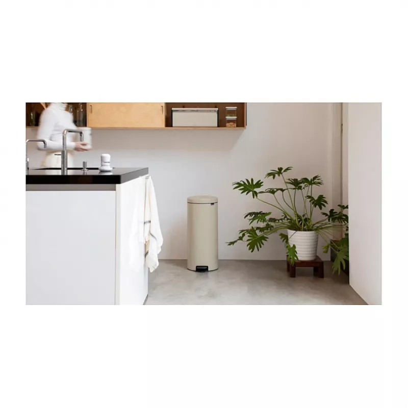 Brabantia NewIcon 30 L apvalus smėlio spalvos šiukšlių kibiras