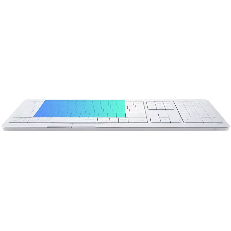 Belaidė klaviatūra CLEVETURA CLVX 1 Touch-On-Keys AI – ANSI US Mac išdėstymas, žirkliniai jungikliai, aliuminio korpusas, interaktyvus RGB