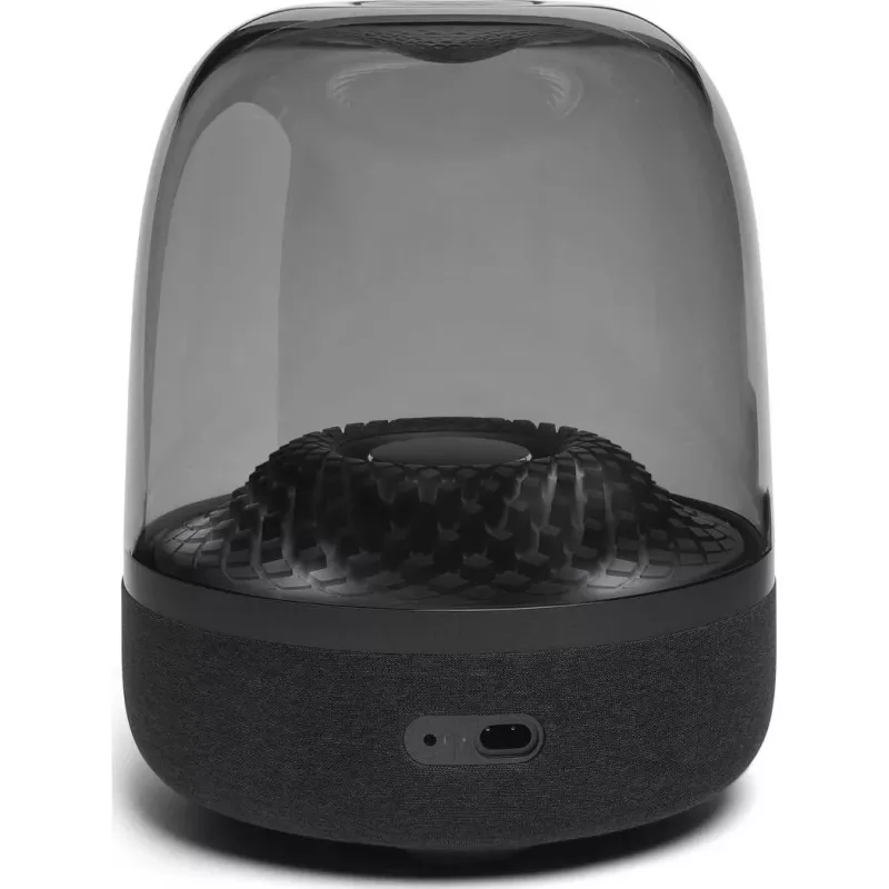 Belaidis nešiojamas garsiakalbis Harman/Kardon Aura Studio 4 — 100 W, 3 tvarkyklės, 45–20000 Hz, juodas/skaidrus