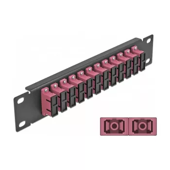 Skaidulinės optikos skirstymo panelė DeLOCK 10 col. 12 prievadų SC Duplex Violet 1U Juoda