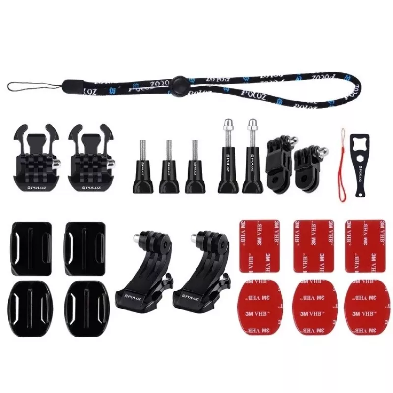 43 dalių Puluz priedų rinkinys sportinėms kameroms (įskaitant Osmo Action 5 Pro, Ace Pro 2) PKT47