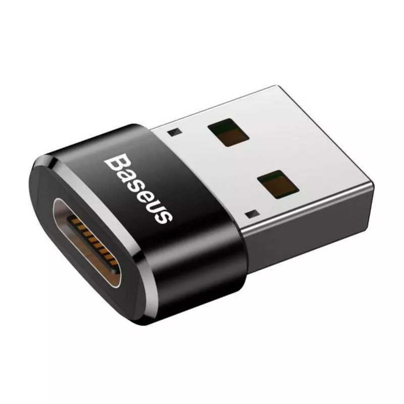 Adapteris Baseus USB (vyriškas) į Type-C (moterišką) juodas