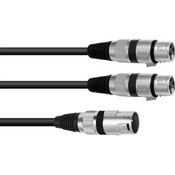 Garso kabelis XLR 3 kontaktų kištukas į 2 x XLR 3 kontaktų lizdus Omnitronic 30225210
