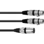 Garso kabelis XLR 3 kontaktų kištukas į 2 x XLR 3 kontaktų lizdus Omnitronic 30225210