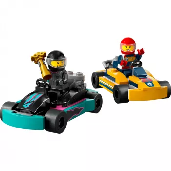 Konstruktorius LEGO 60400 City Lenktyniniai Kartai su lenktynininkais – žaidimo rinkinys su minifigūrėlėmis ir transporto priemonėmis