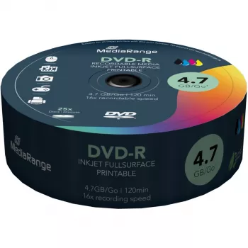DVD-R MediaRange MR407 4,7 GB 16x rašomas spausdintuvu 25 vnt.