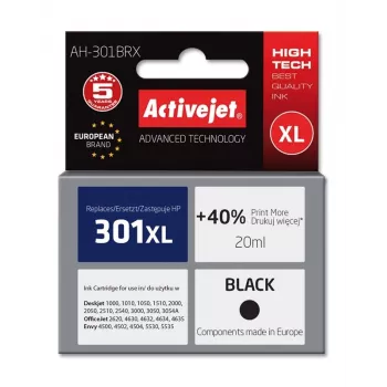 Activejet AH-301BRX kasetė (suderinama su HP 301XL CH563EE; Premium; 20 ml; juoda)