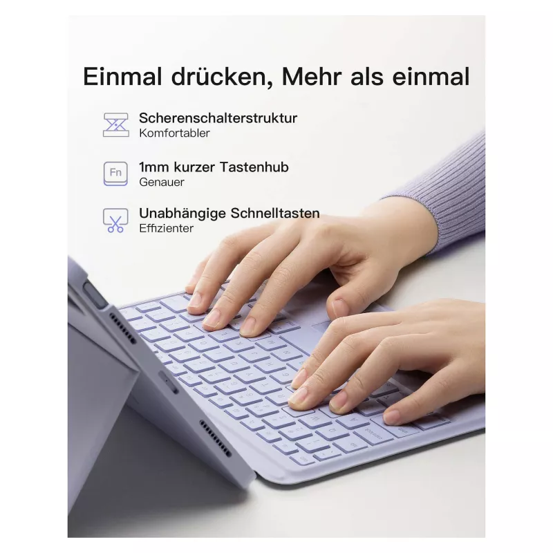 inateck klaviatūra iPad 11 iPad Air 4/5Gen.Com. QWERTZ violetinė