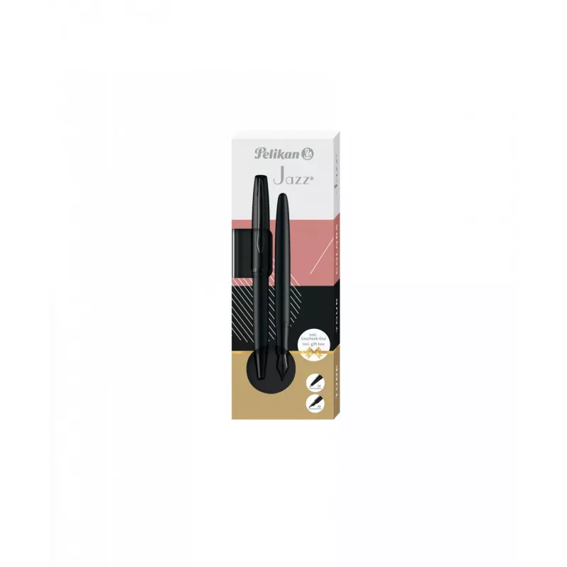 Pelikan Jazz Noble Elegance Black rašiklių rinkinys – tušinukas ir plunksnakojis, 2 vnt.